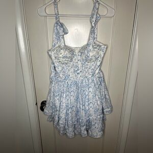Corset Style Floral Layered Mini Dress With Ruffle